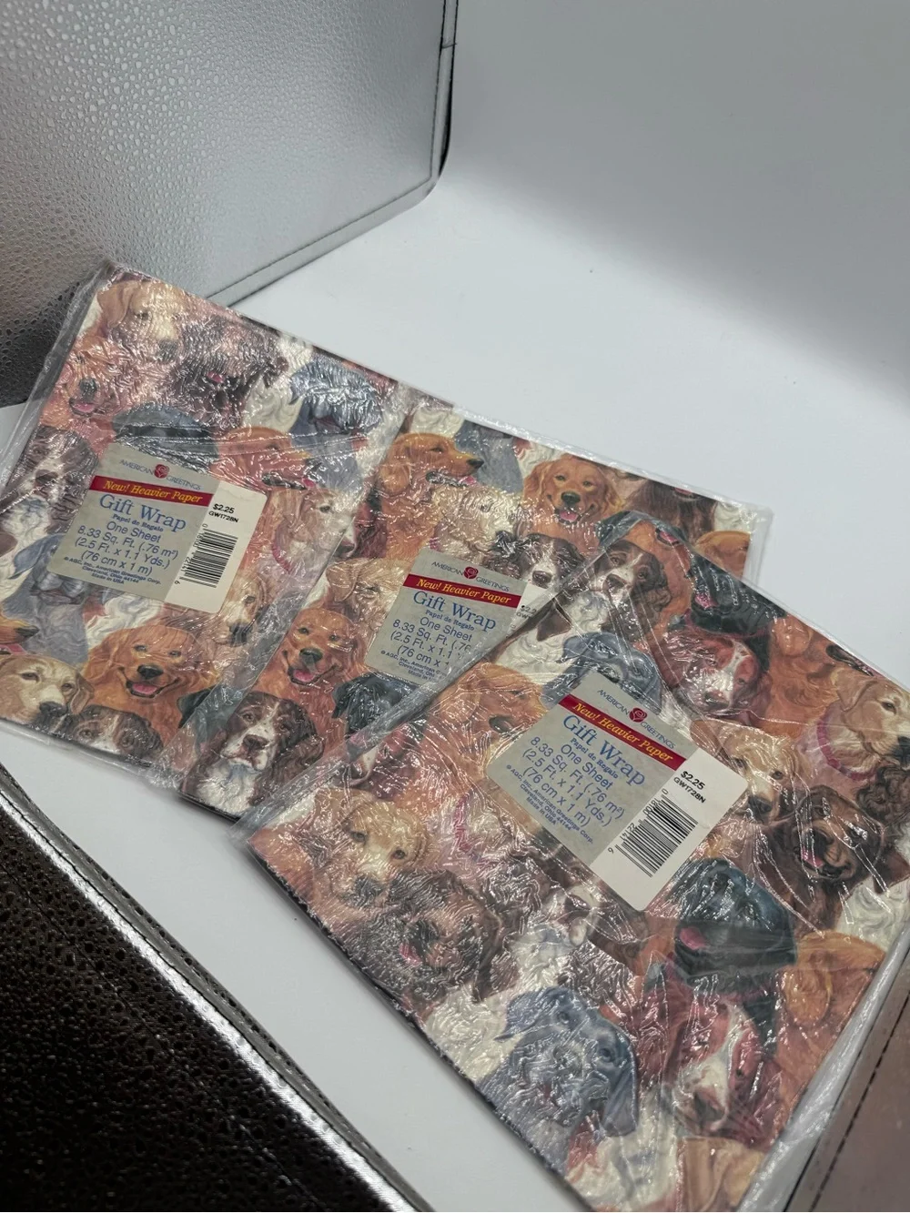 Vintage American Greetings All Over Dog Print Wrapping Paper Lot Of 3 Brand New